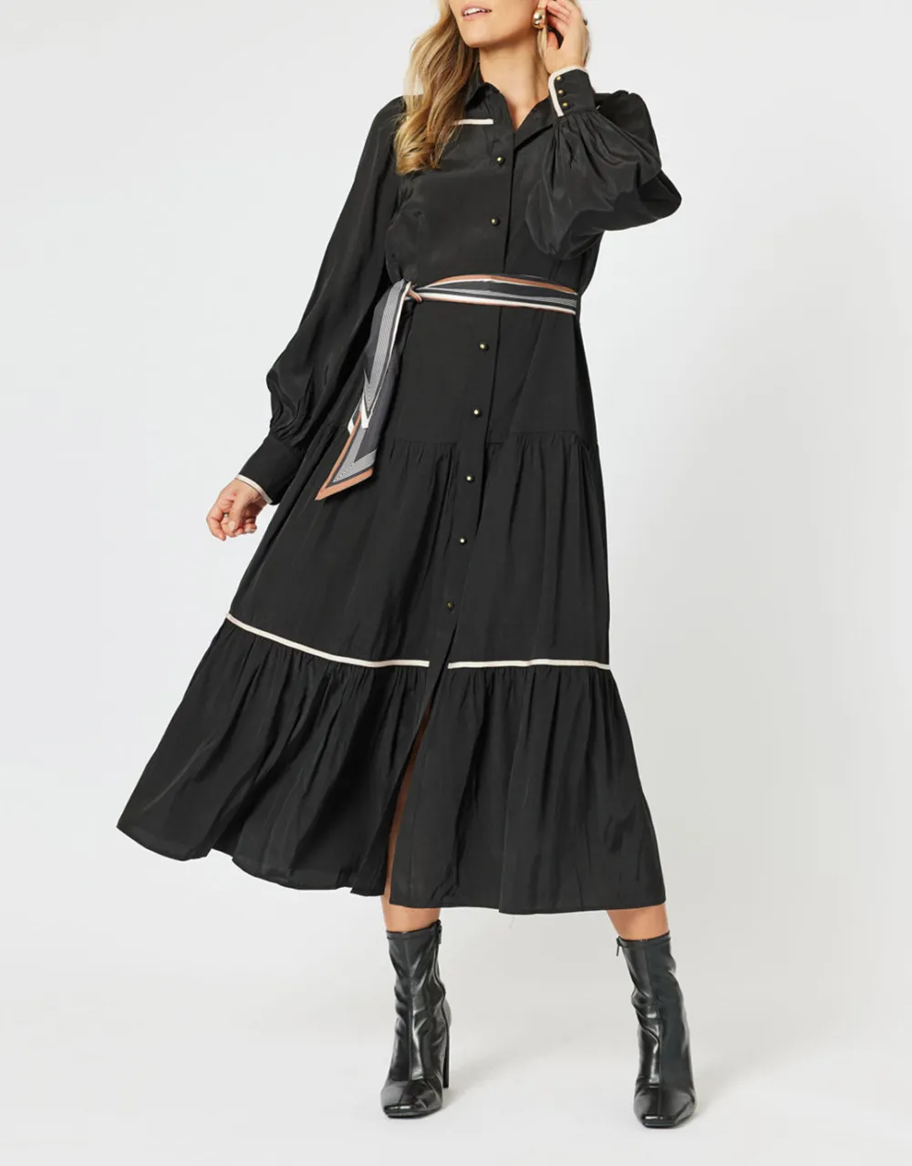 Roma Trim Dress - Black