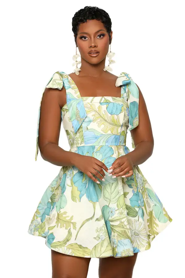 Tea Time Baby Doll Dress (Blue Multi)