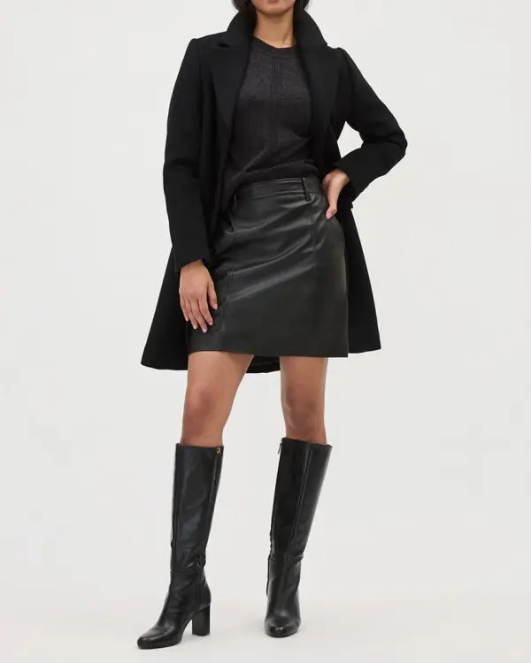 Faux Leather Black A-Line Mini Skirt