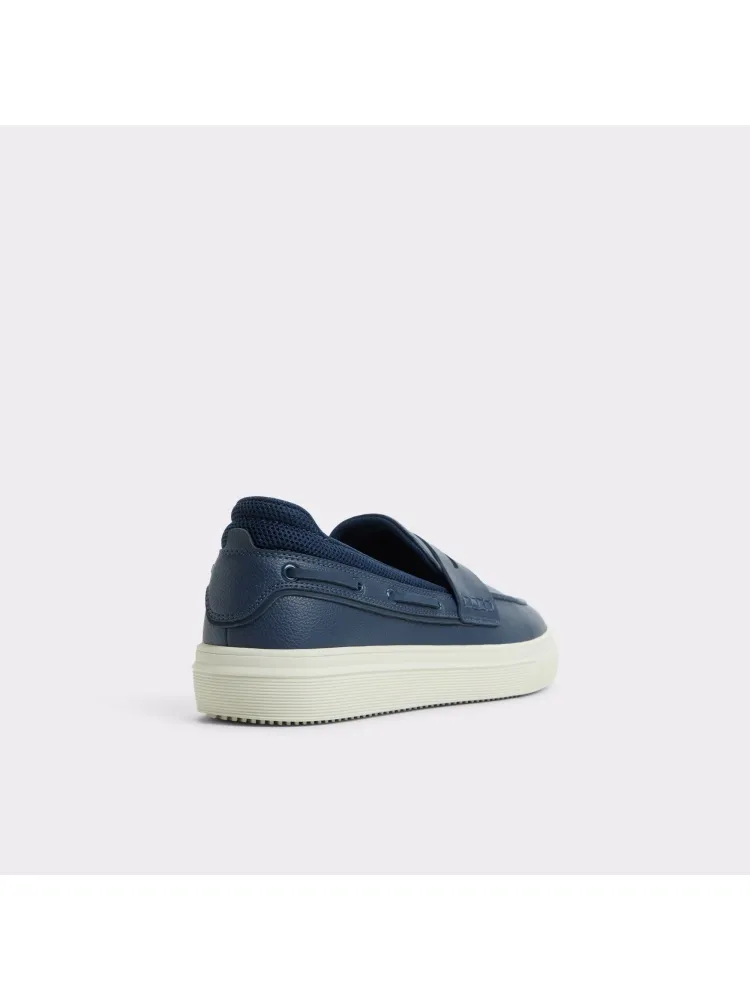 Blue Simple Pebble-Grain Leather Shoes