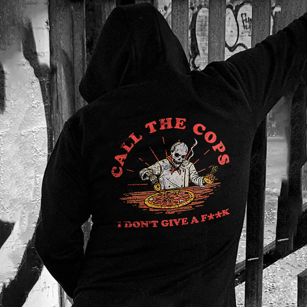 Call The Cops Skull Printed Men's Hoodie