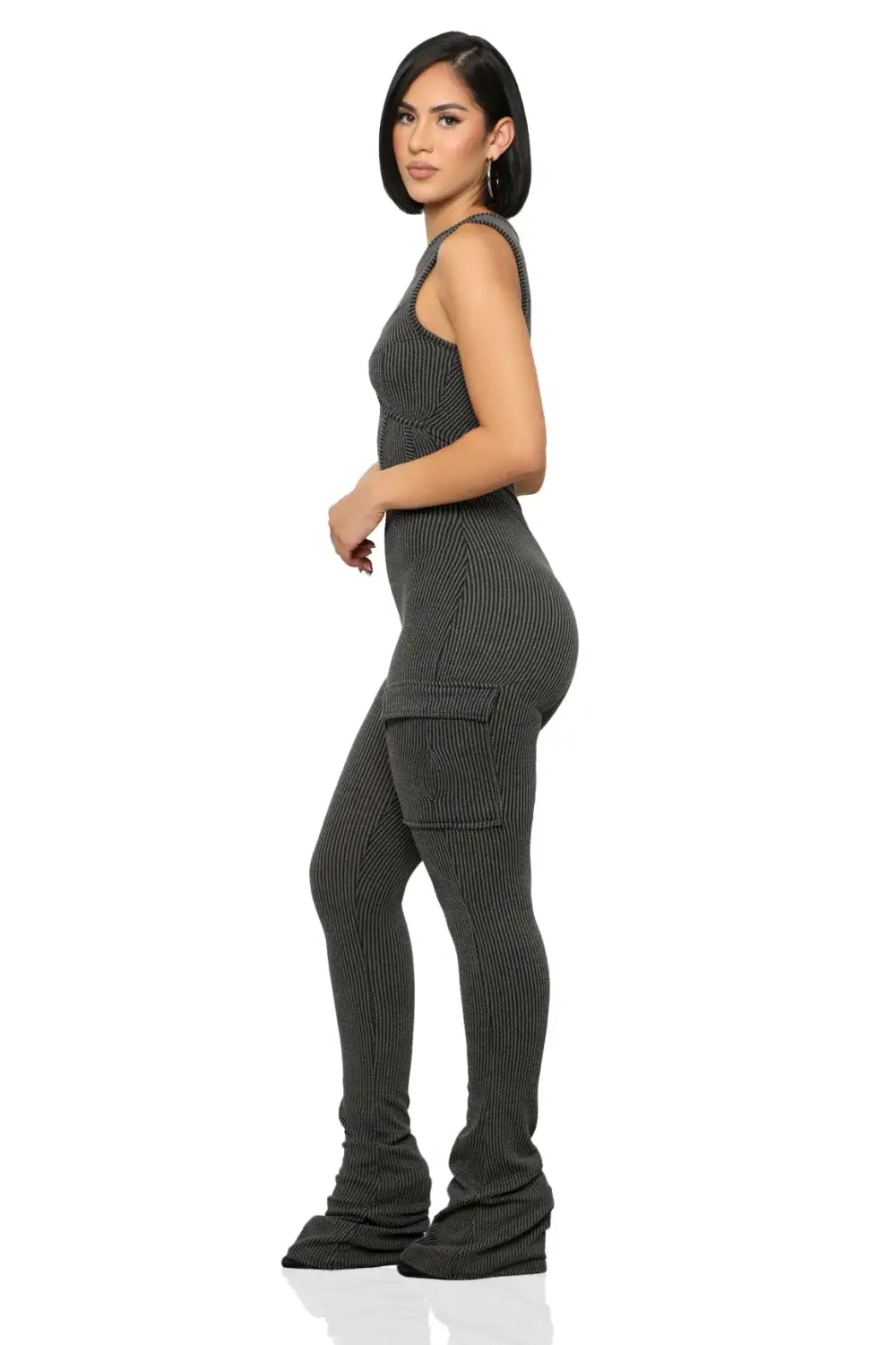 On The Go Ribbed Jumpsuit (Black)-FINAL SALE