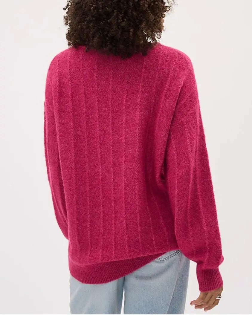 Long-Sleeve Crew-Neck Alpaca-Blend Sweater