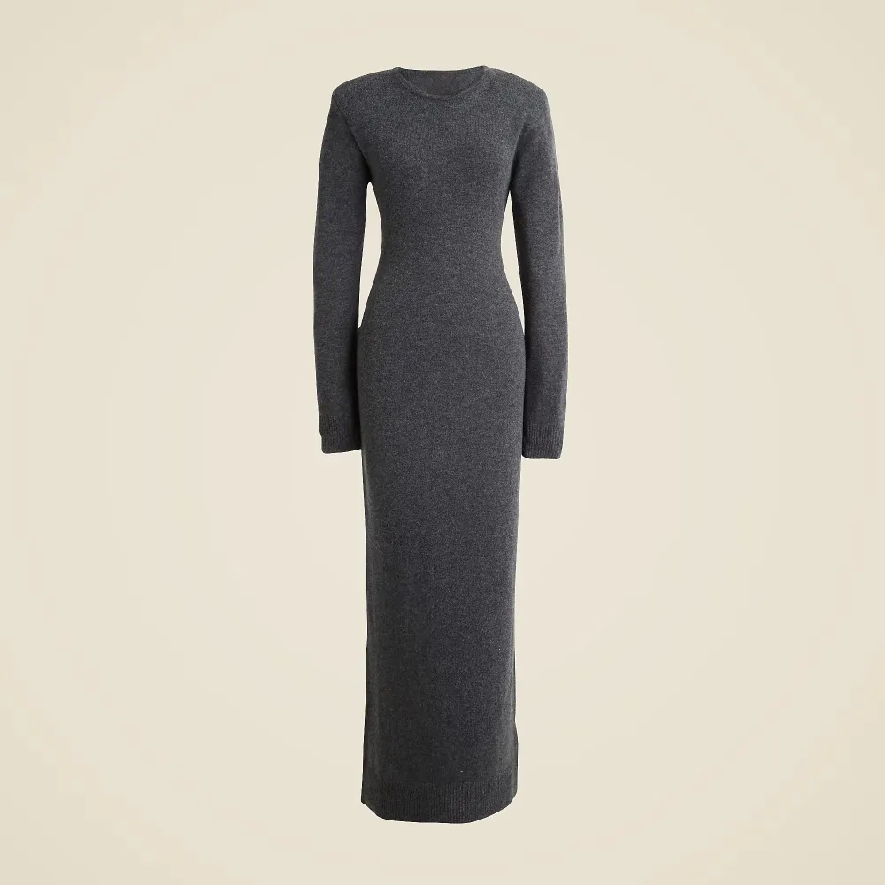 Crew Neck long-sleeve cashmere sweater-dress