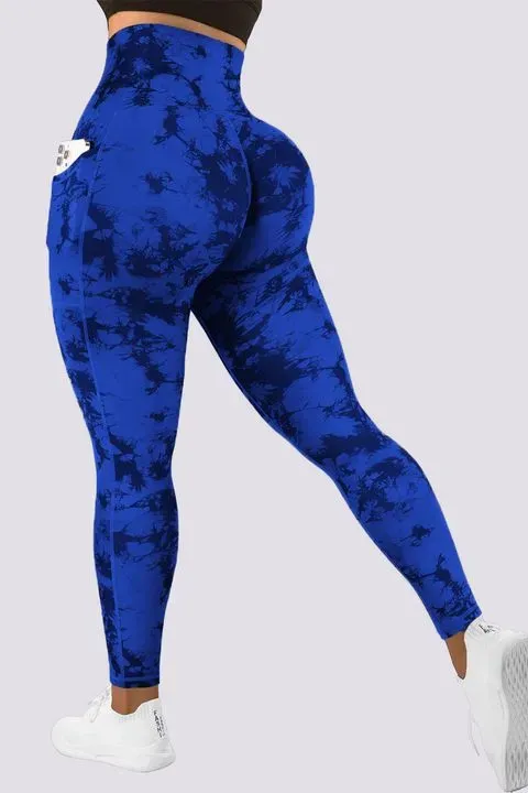 Tie Dye Pocket Side Cincher Sports Leggings