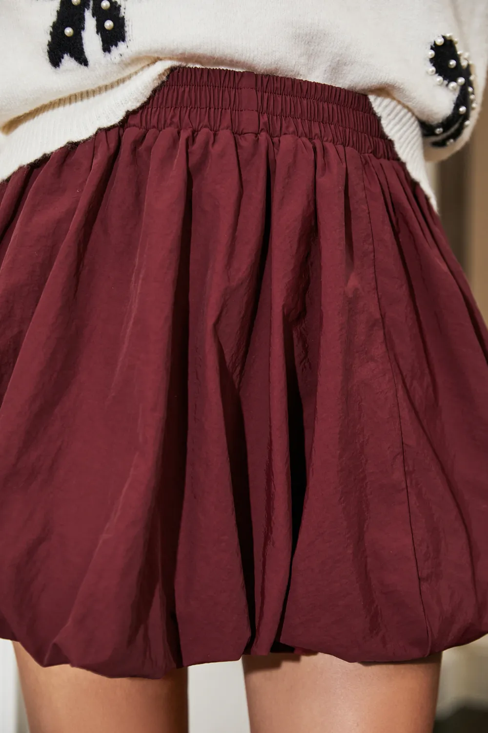 Burgundy Mini Bubble Skirt