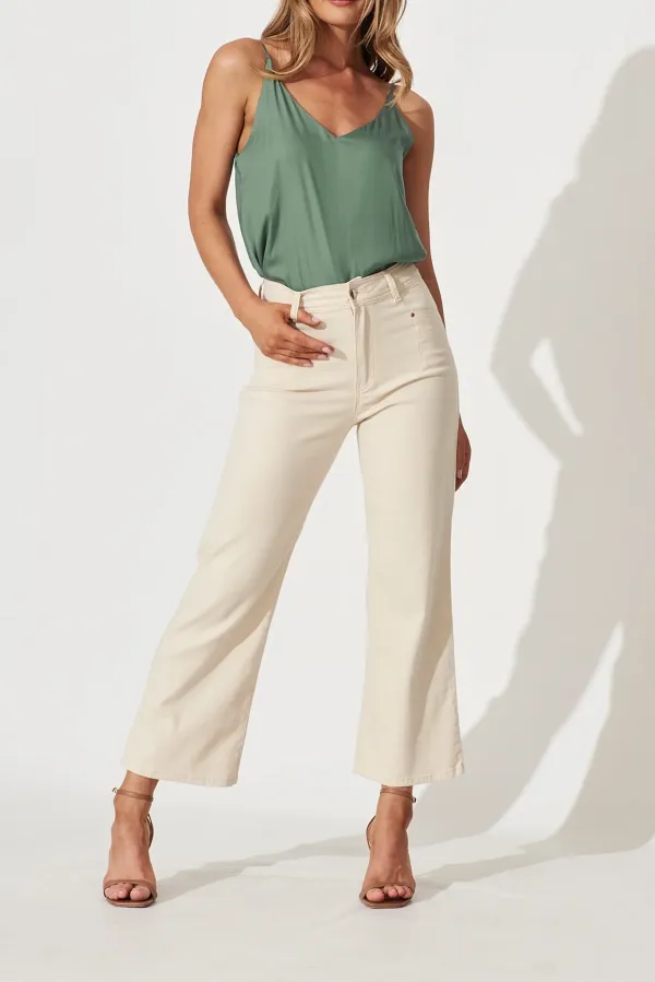 Green V Neck Spaghetti Strap Camisole
