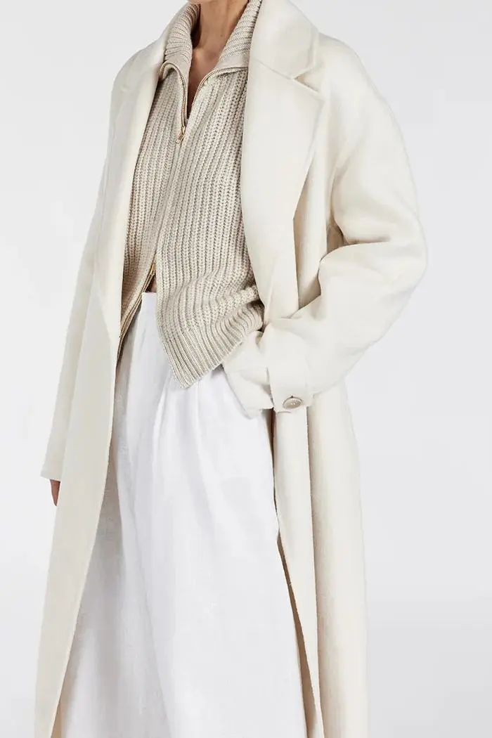 MILES CREAM WOOL WRAP COAT