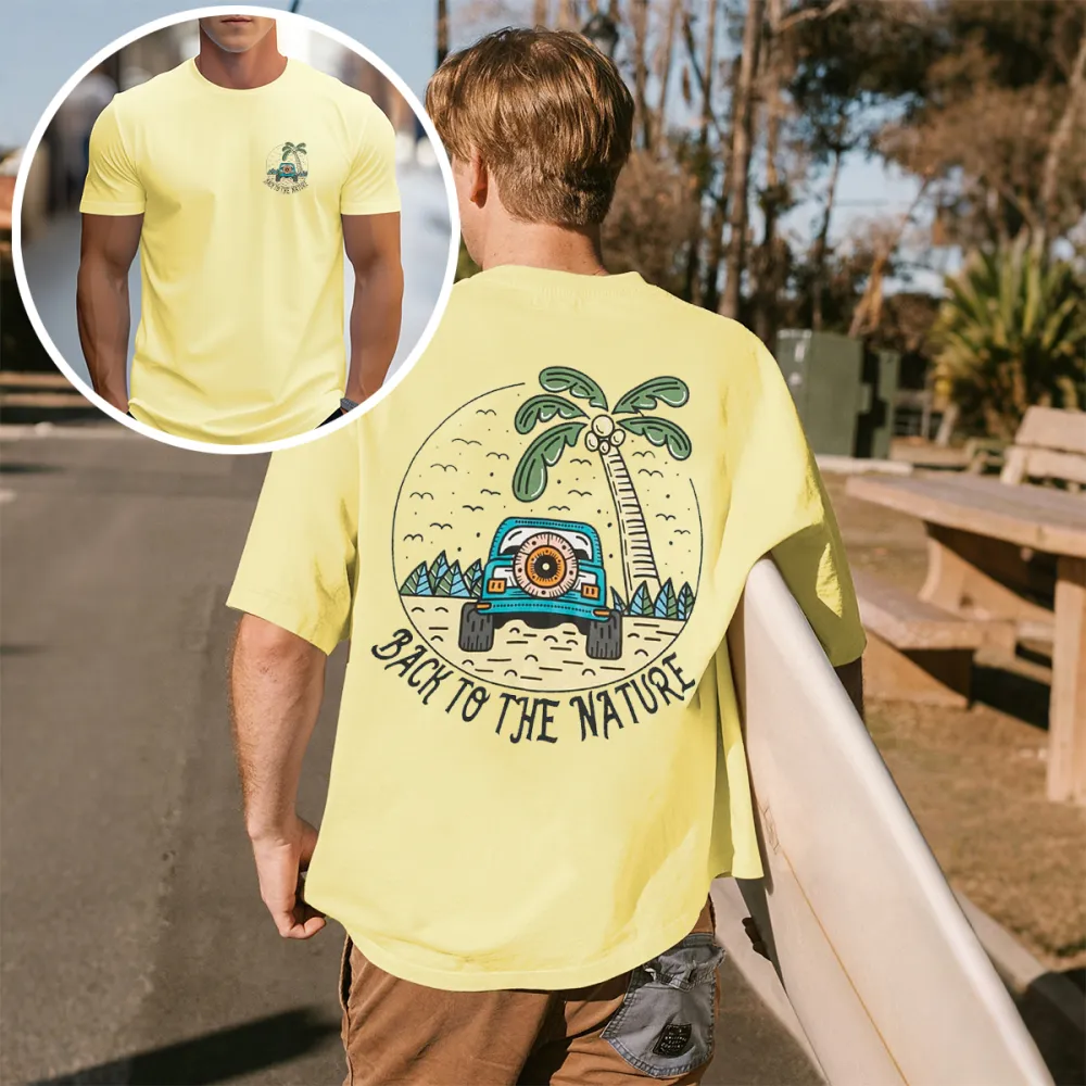Shakeurbrain Hombres Camiseta con letra con estampado tropical