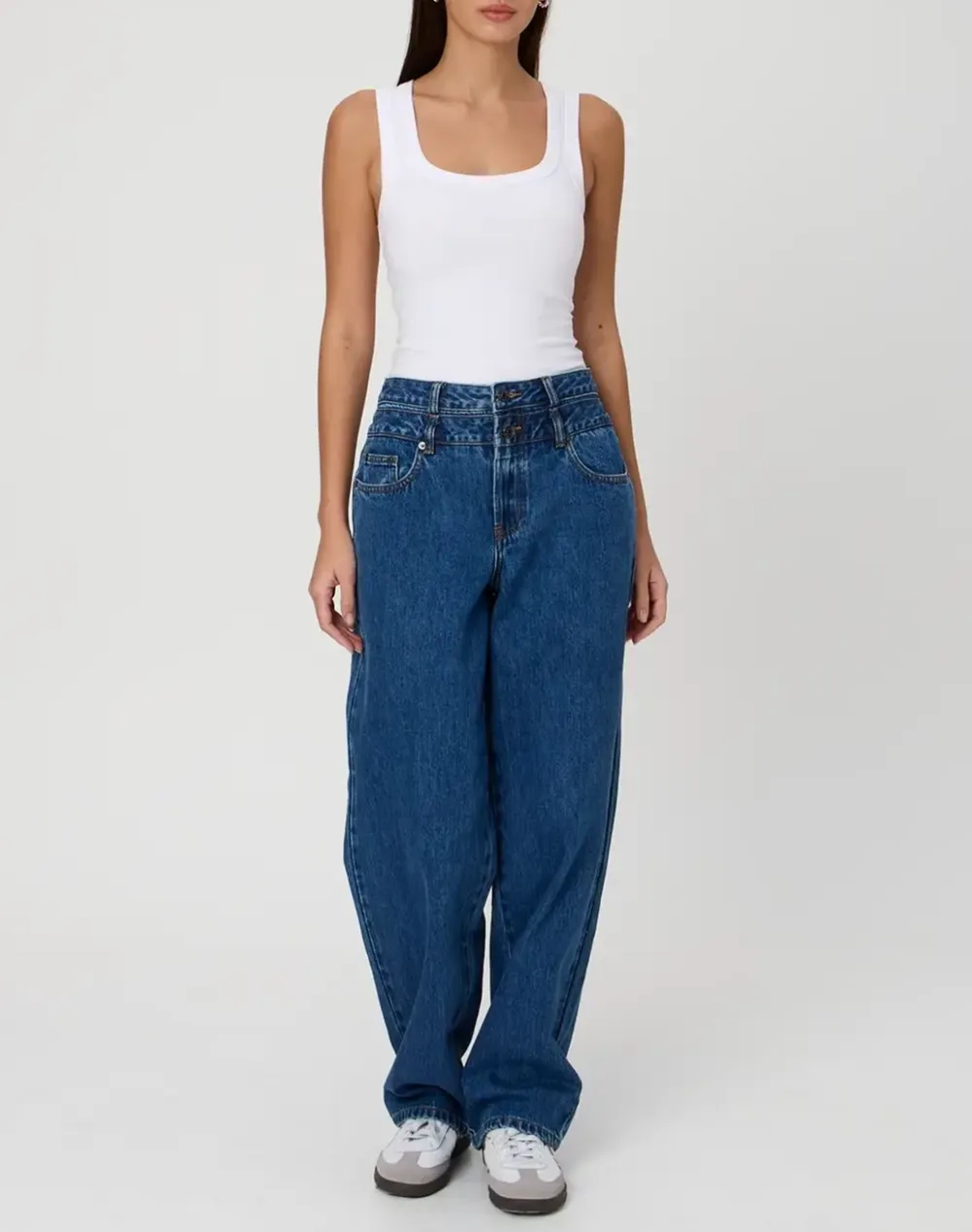 Double Waistband Straight Leg Jean