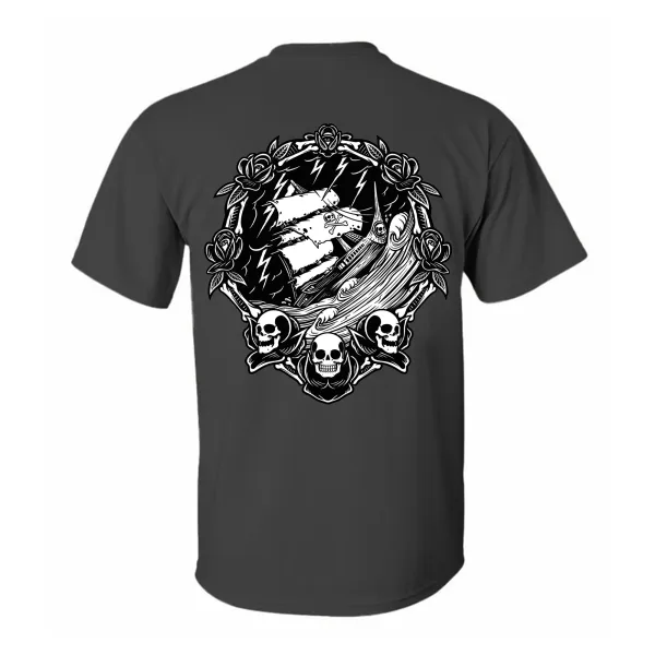 Skeleton Ship Sails Printed Men's T-shirt