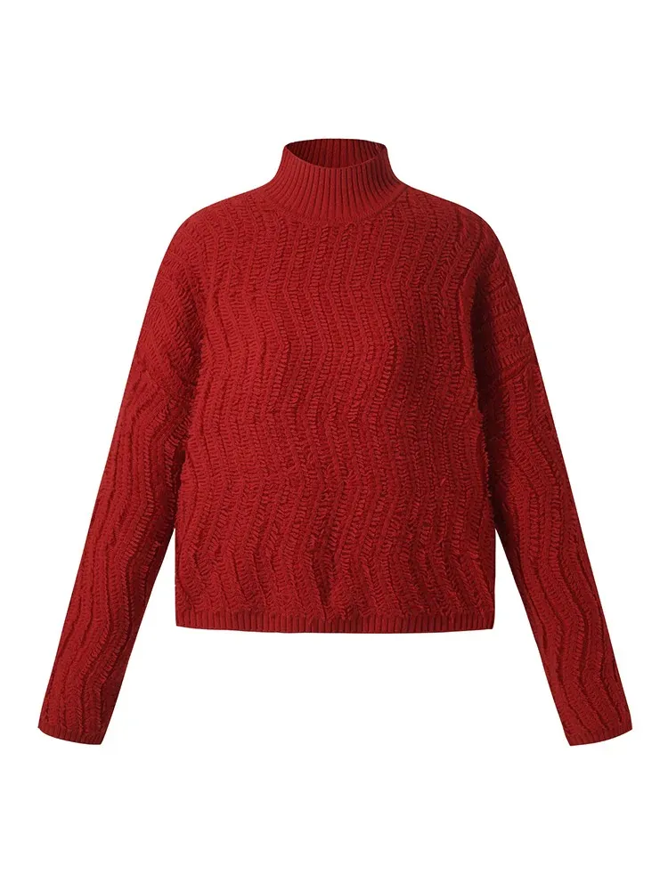 100% Wool Chili Red Women Sweater