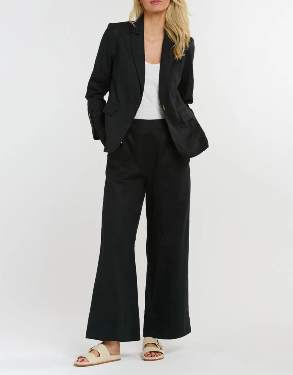 Portofino Linen Blazer - Black