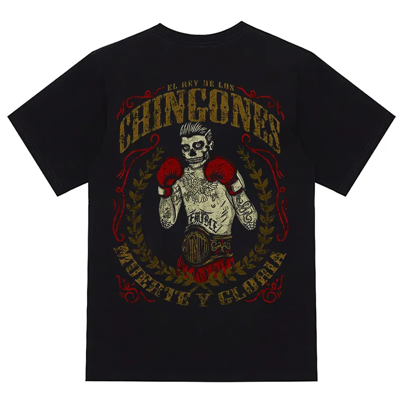 Devil Boxer Letter Print Fashion Crew Neck Men’s T-shirt