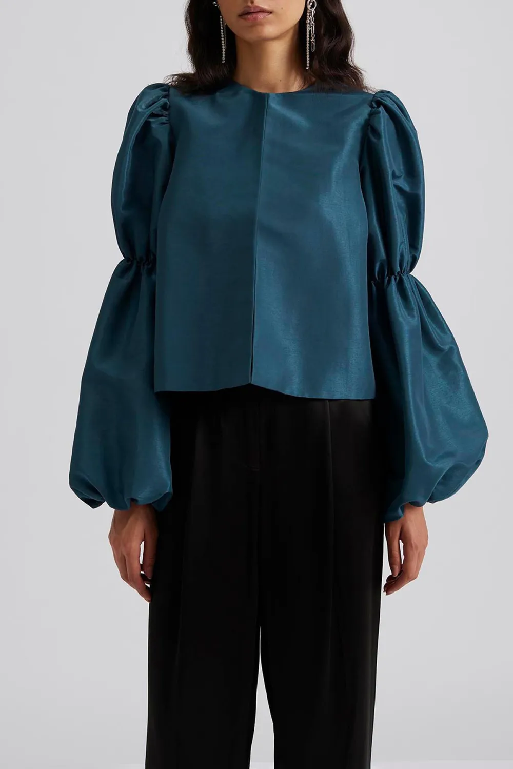 Puff Sleeve Keyhole Neck Blouse