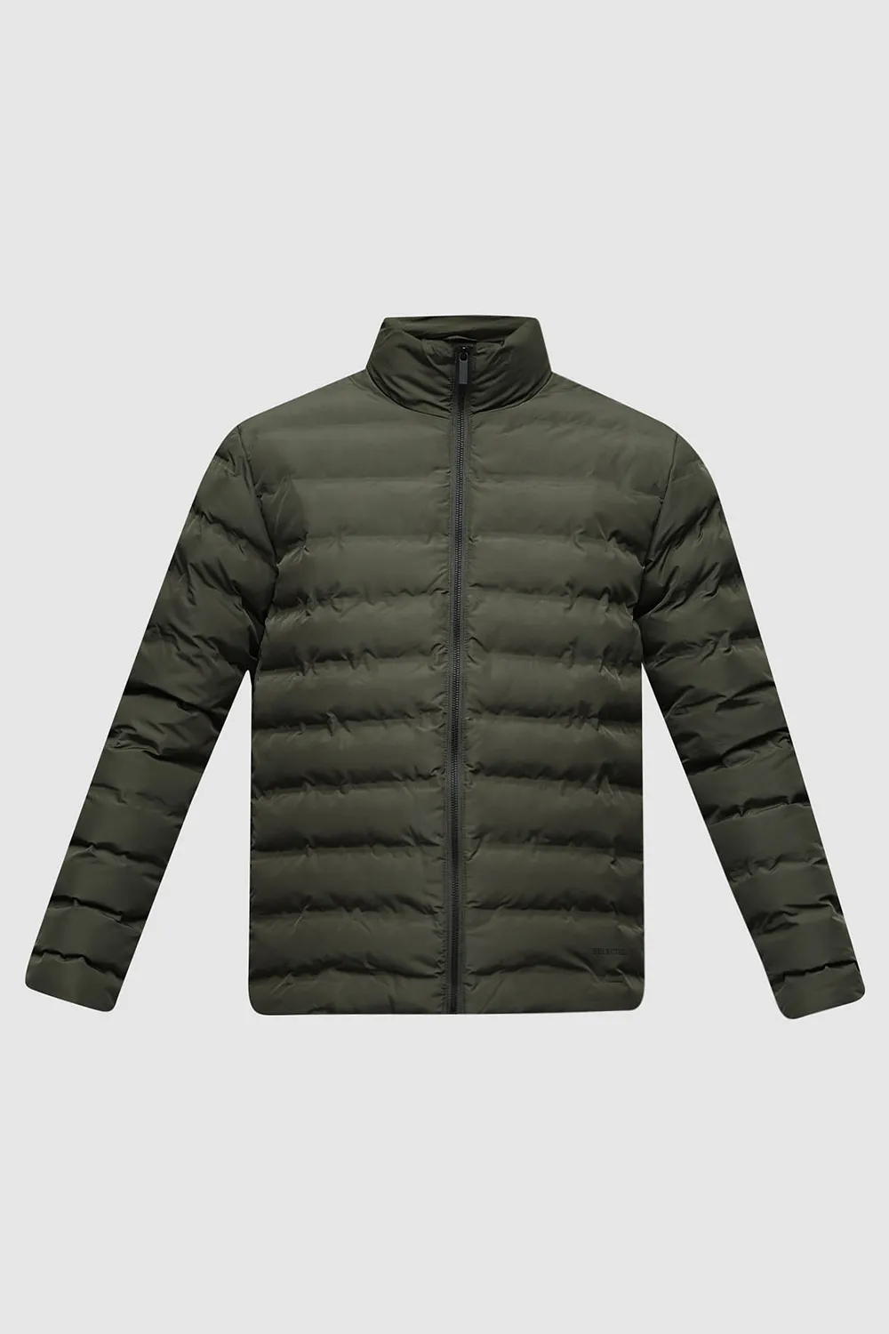 Green High Neck Quilted Jacket