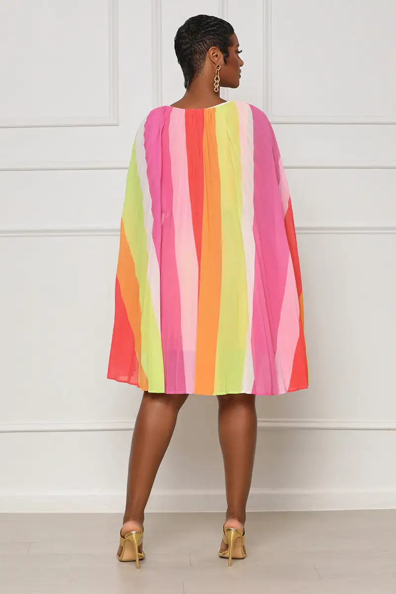 Day Trippin' Pleated Ombre Dress (Red Multi)- FINAL SALE