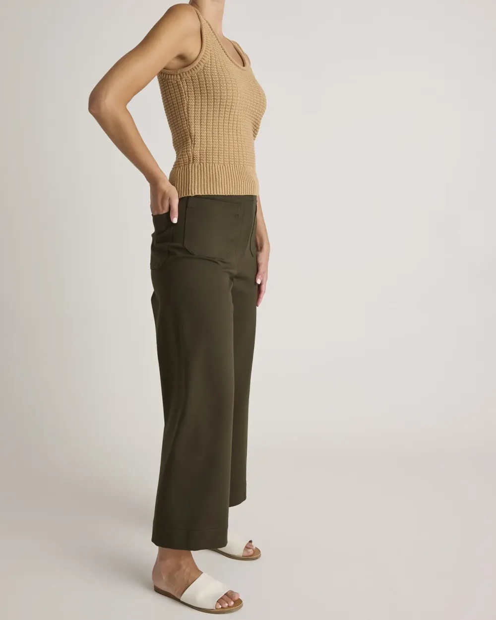 Ultra-Stretch Ponte Cropped Wide Leg Pants