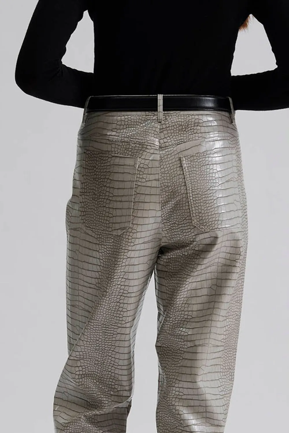 Straight Leg Faux Leather Trousers