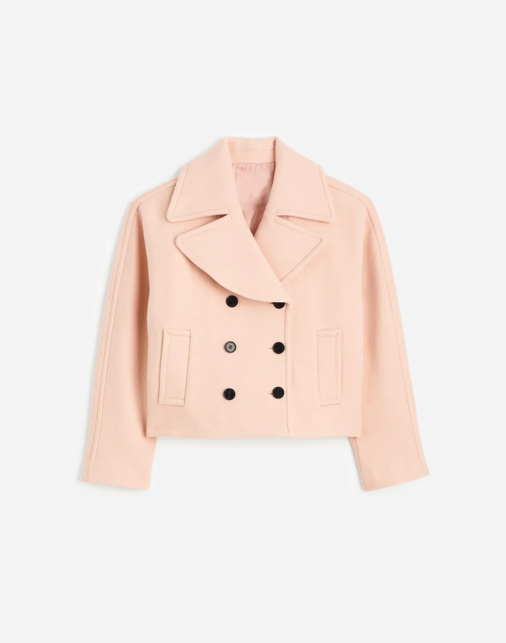 Oversized-Collar Short Peacoat