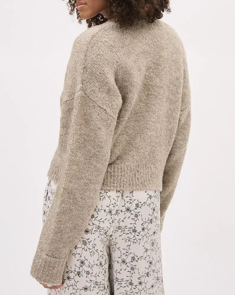 Long-Sleeve Buttoned-Down Boucle Cardigan