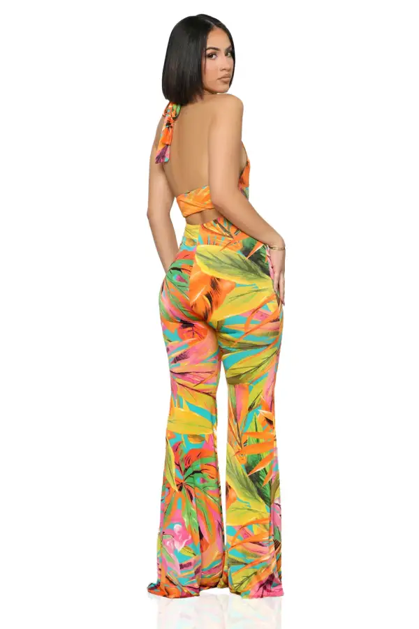 Trip To The Tropics Jumpsuit (Orange Multi)-FINAL SALE