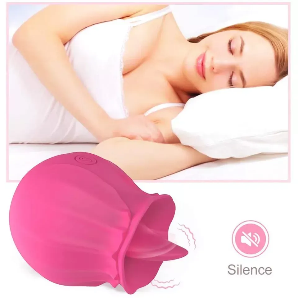 Waterproof Tongue Oral Clit Licking Rose Vibrator G Spot Dildo Women Sex Toys US