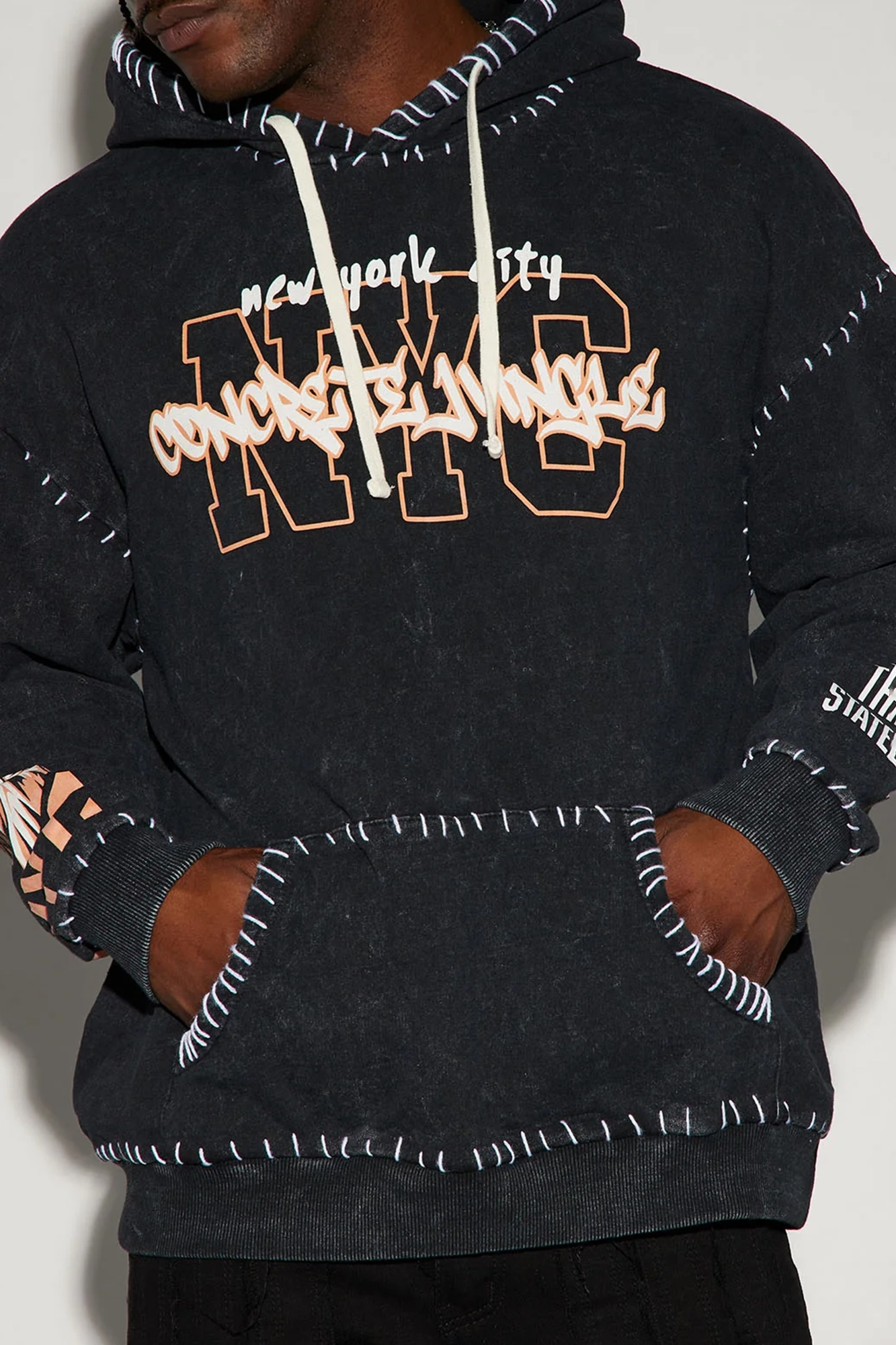 NYC Concrete Jungle Oversized Hoodie - Black