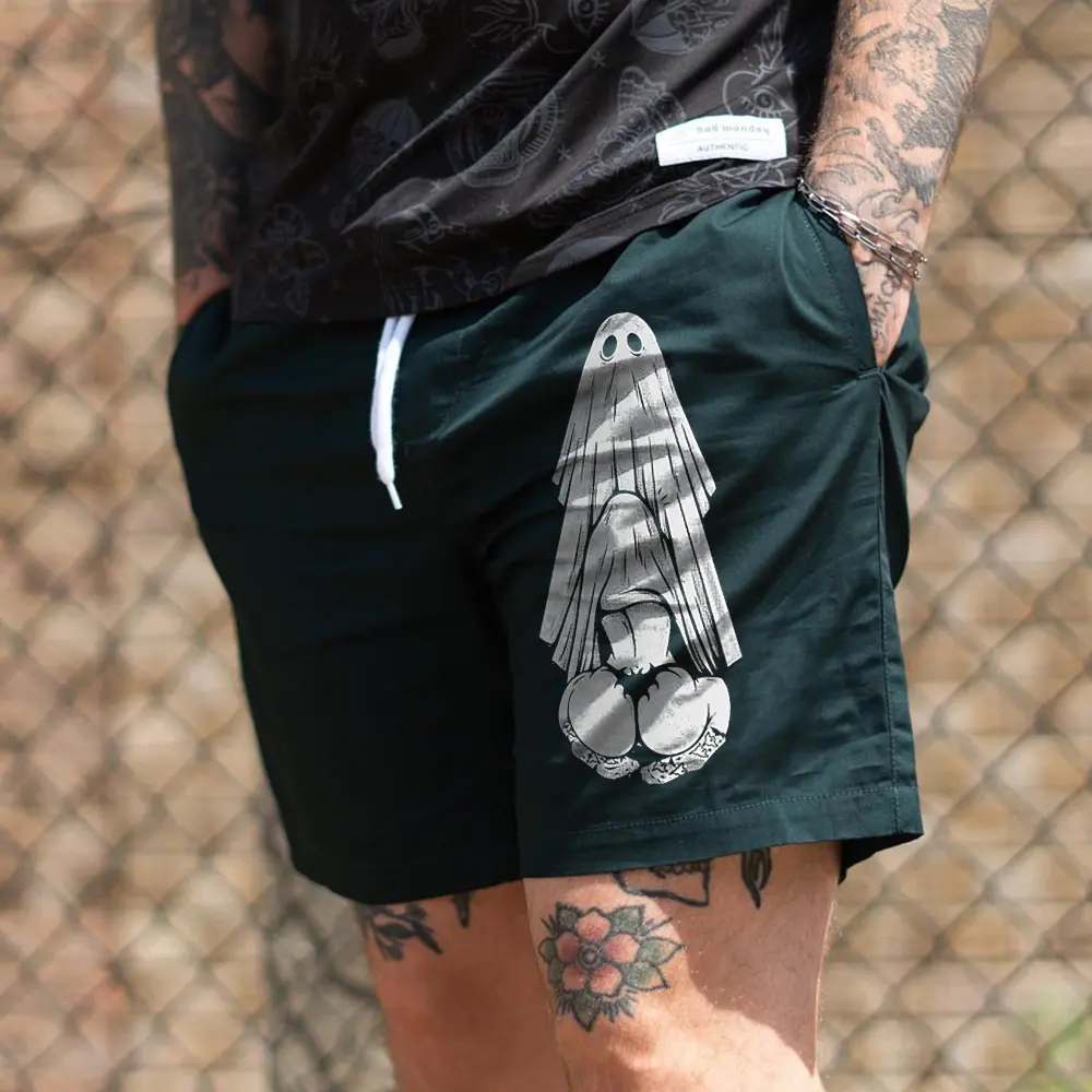 Hide Under My Crotch Print Sports Casual Men's Loose Shorts