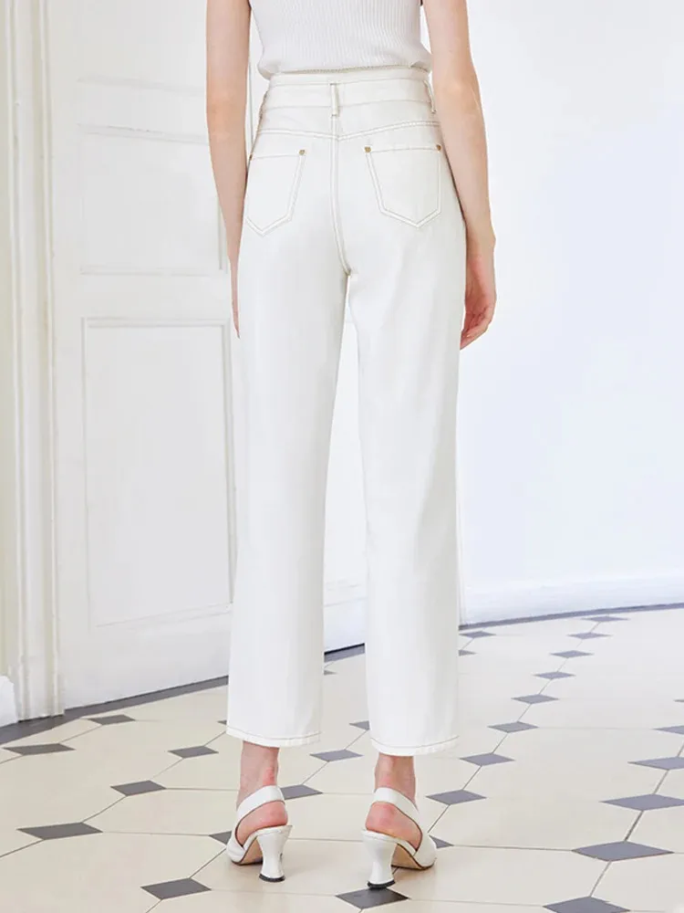 White Ankle Length Jeans