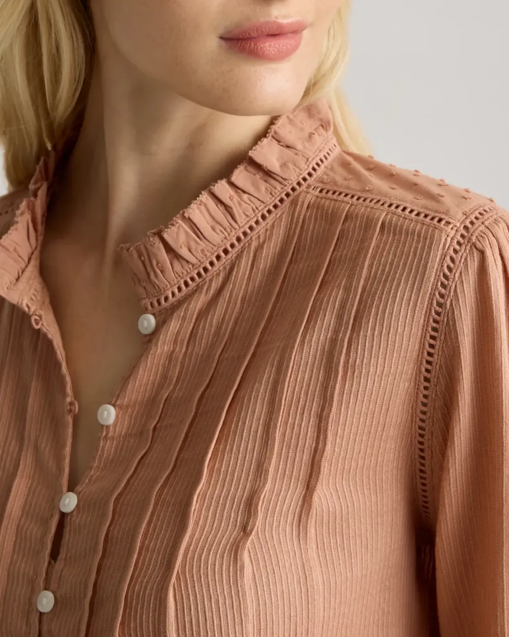 Organic Textured Cotton Peasant Blouse