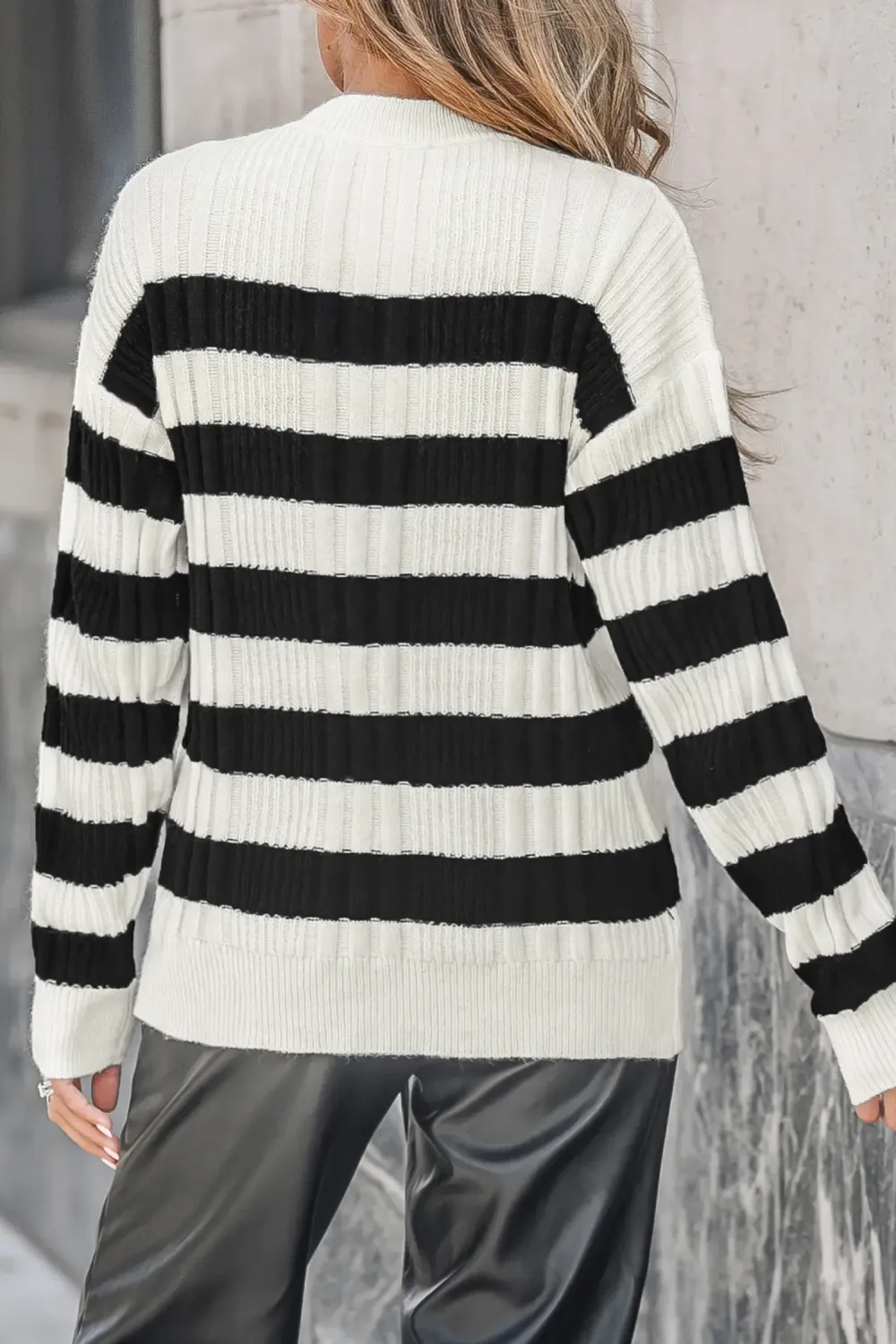 Striped Half-Buttoned Sweater