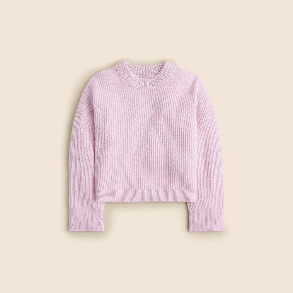 Ribbed cashmere cropped crewneck sweater