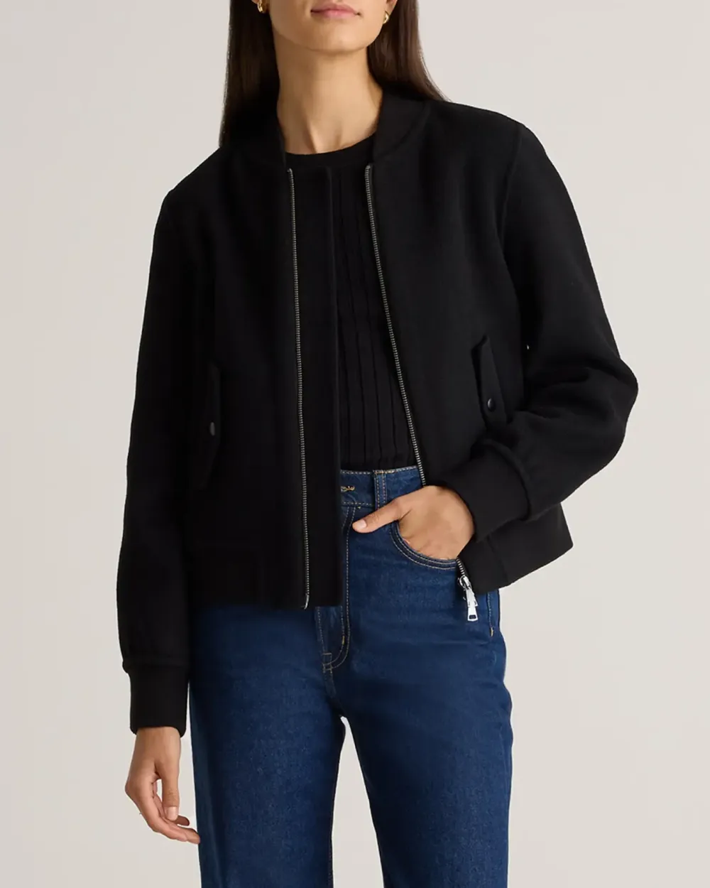 Double-Faced Merino Wool Bomber Jacket