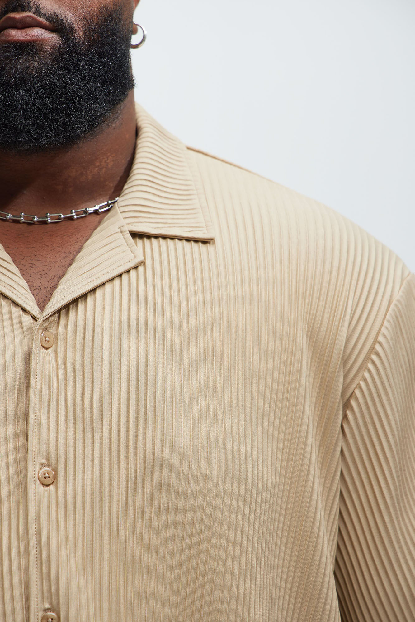 Regular Potential Pleated Shirt - Tan