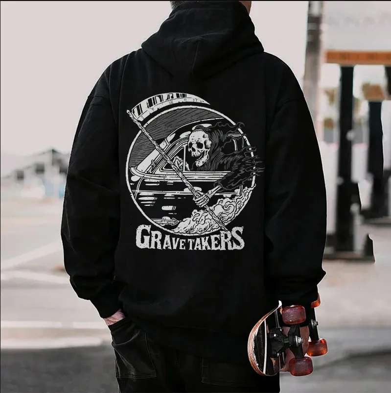 Grave Takers Skull Printed Men's Hoodie