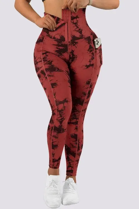 Tie Dye Pocket Side Cincher Sports Leggings