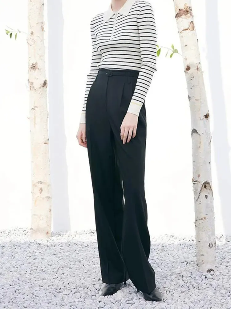 Black And White Stripe Slim Woolen Jumper