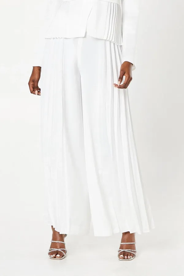 Pleat Detail Wide Leg Trouser