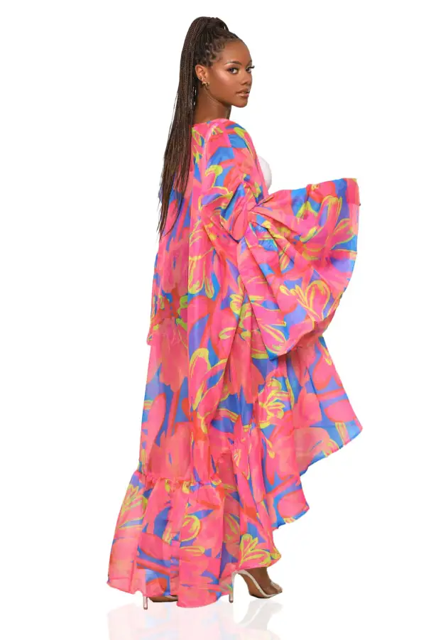Flower Child Organza Kimono (Pink Multi)