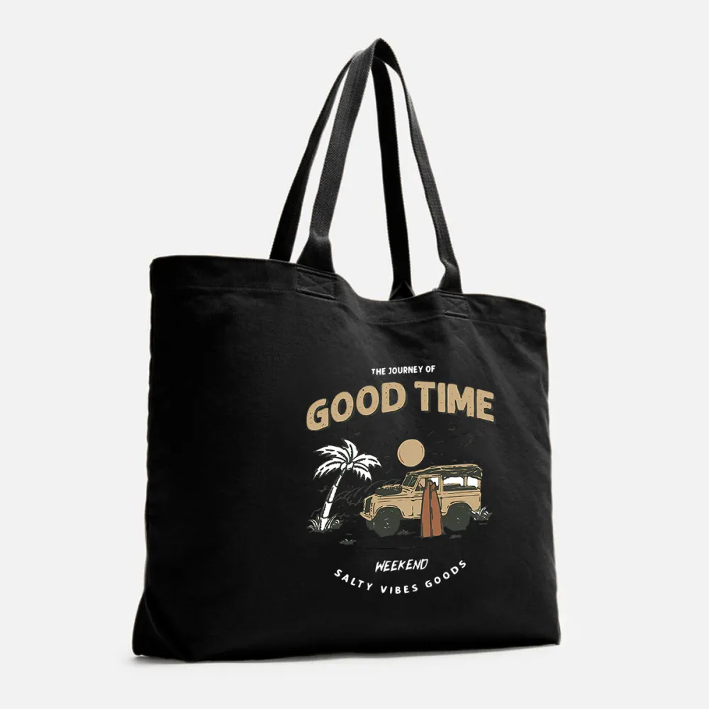 Good Time Weekend Salty Vibes Goods Printed Canvas Bag