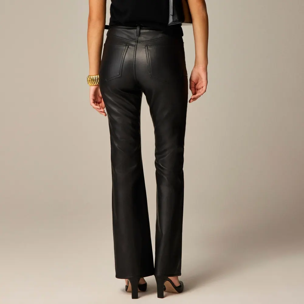 High-rise bootcut pant in faux leather