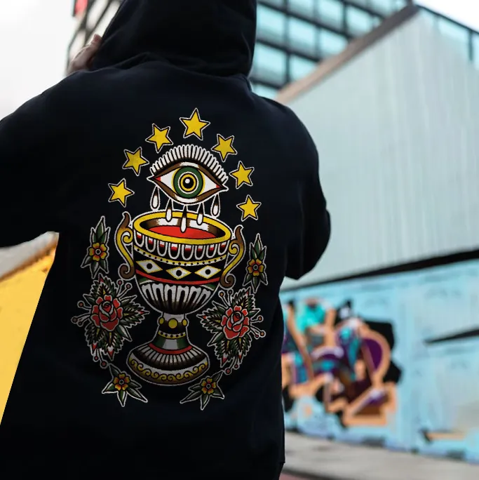 Mysterious Eye Trophy Print Fashion Men閳ユ獨 Hoodie