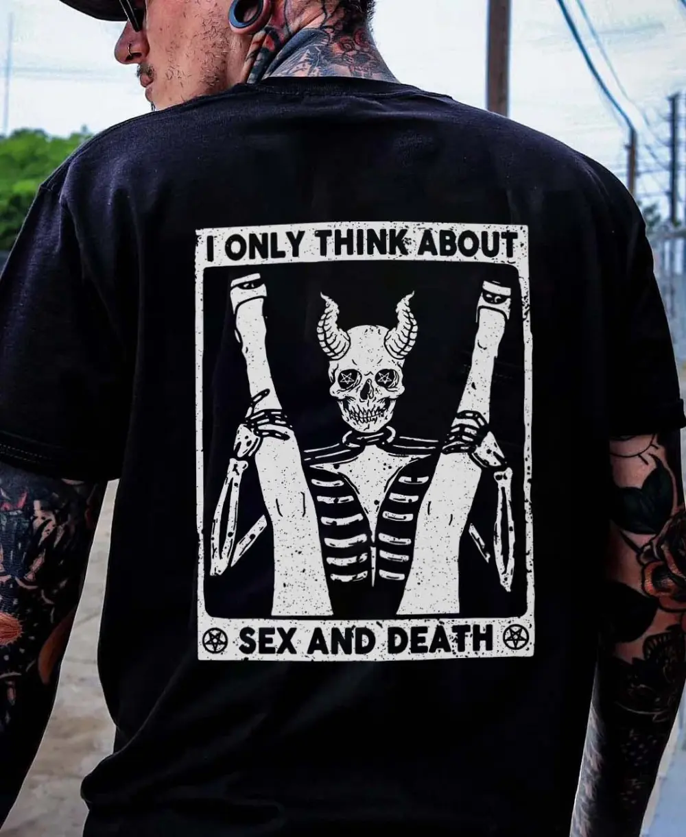 I Only Think About Sex And Death Printed Men's T-shirt