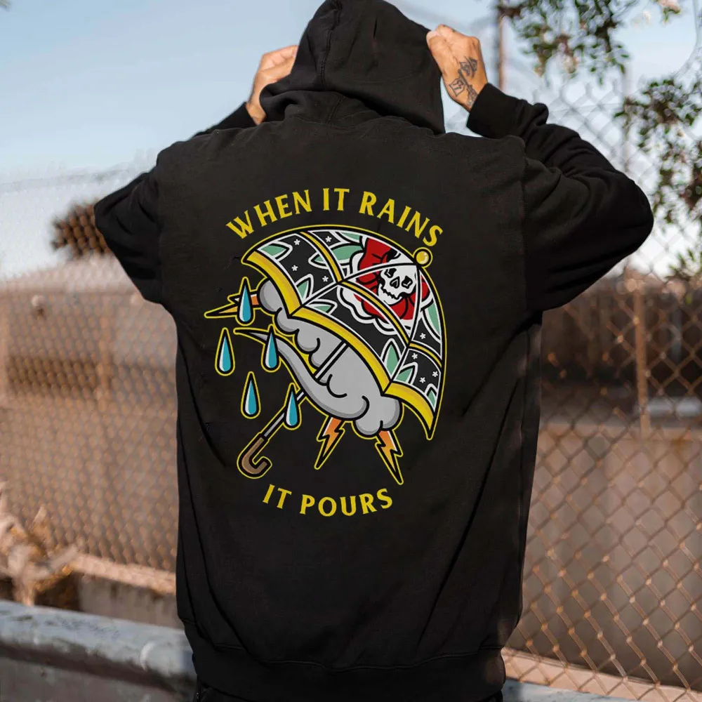 When It Rains It Pours Printed Men's Hoodie