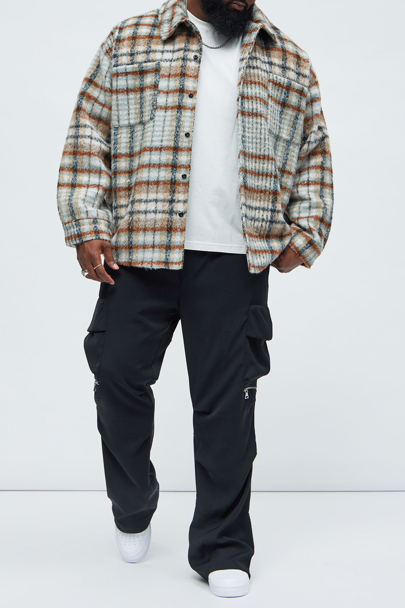 Move Up Plaid Shacket - Tan