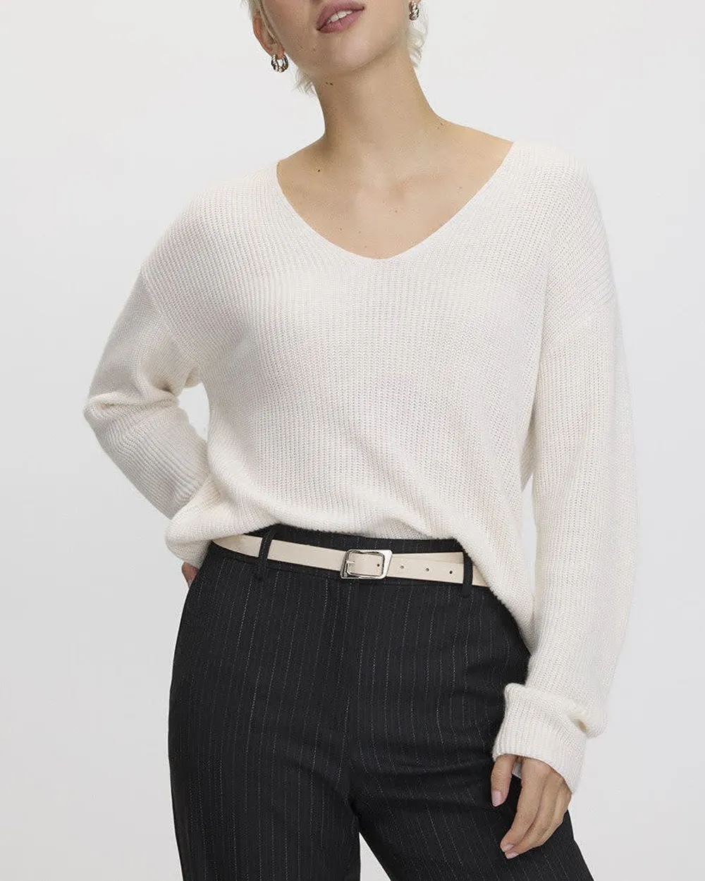 Cashmere-Blend V-Neck Sweater