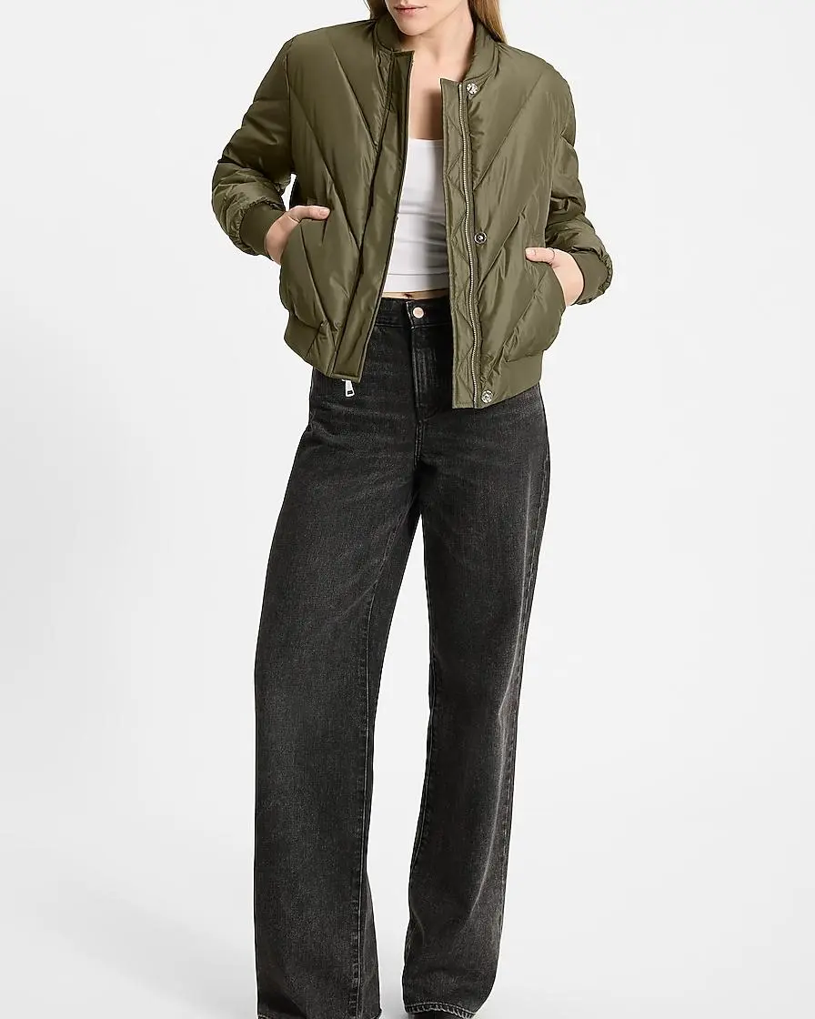 Cropped Puffer Bomber Jacket