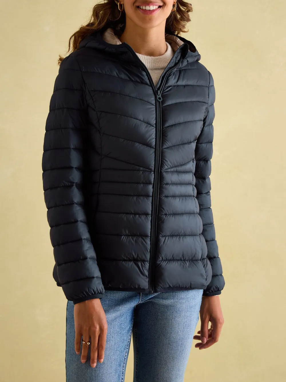 Kenley Navy Showerproof Padded Coat with Hood