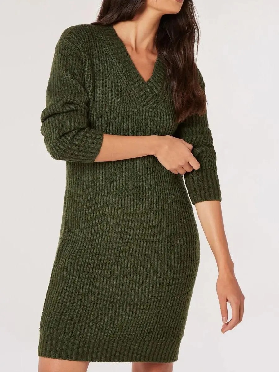 Ribbed Knit Jumper Mini Dress